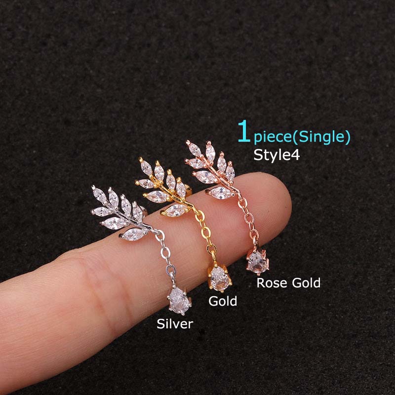 Khuyên tai chất liệu đồng đính đá zirconia cá tính