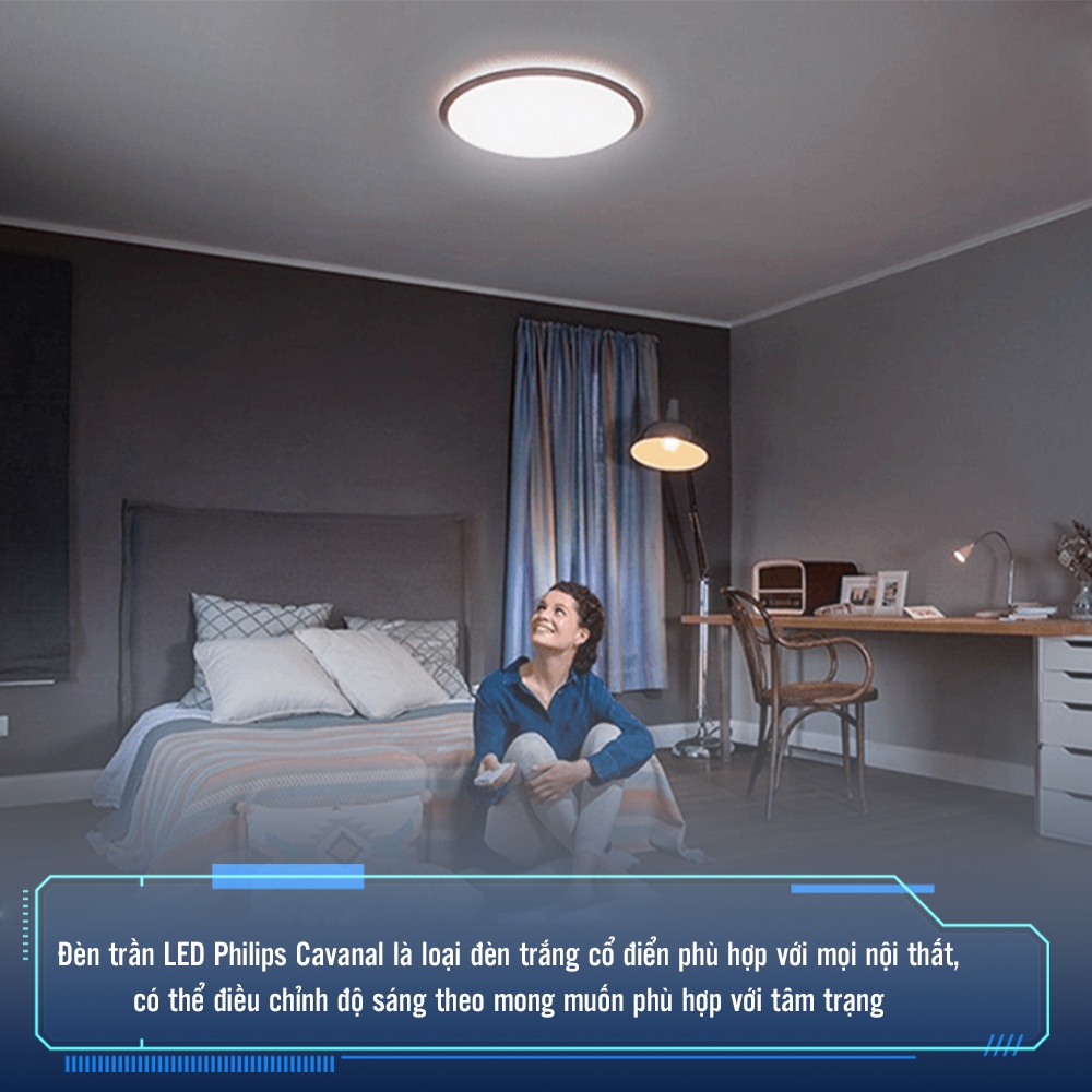 Bộ đèn ốp trần Philips LED tròn 31808 CAVANAL LED 4000K 13.5W