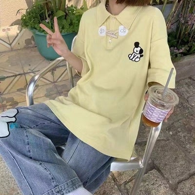 Áo polo Tay Ngắn Thêu Họa Tiết Mới Ngọt Ngào Thời Trang Mùa Hè Cho Nữ