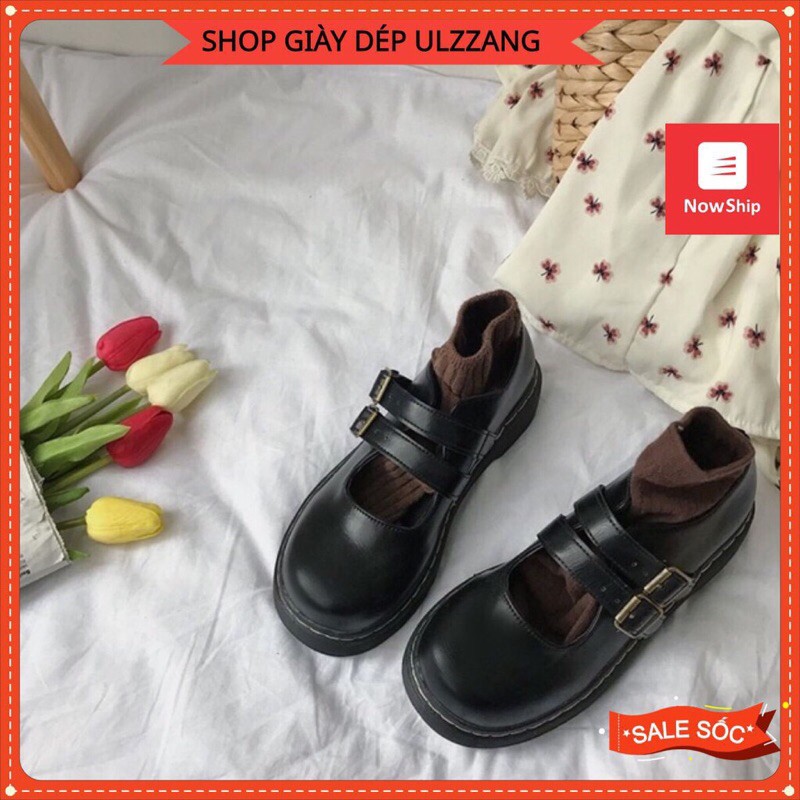 pass giày ulzzang 2 quai size 37 màu đen