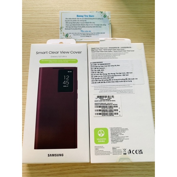Bao Da Smart Clear View Cover S22 Ultra Chính Hãng.