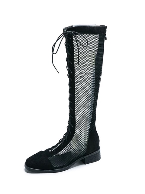 Giày Boot nữ-Boot nữ cao cổ lưới thoáng khí