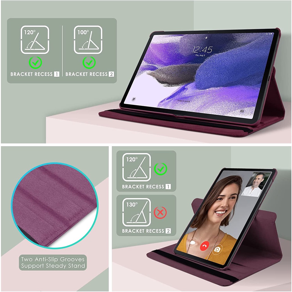 Ốp Máy Tính Bảng Có Giá Đỡ Xoay 360 Độ Cho Samsung Galaxy Tab S8 Ultra 2022 14.6'' S8 Plus S7 FE Plus 12.4 T730 X900 X800