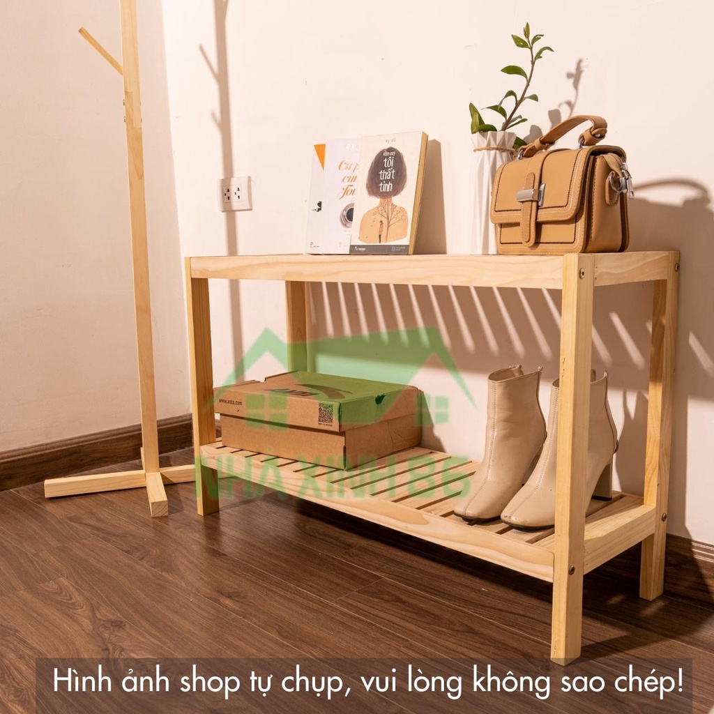 Kệ Gỗ Để Giày Dép Gỗ Thông Nhập Khẩu 1997store_vn - Giá Để Giày Dép 2 Tầng Trang Trí Phòng - Bảo Hành 1 Năm