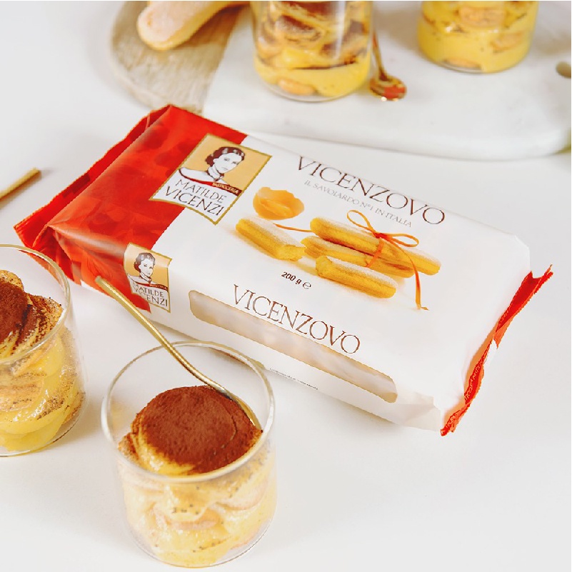 3 Gói bánh Ladyfingers Vicenzovo Vicenzi Ý 200g làm từ trứng tươi, nguyên liệu làm bánh Tiramisu