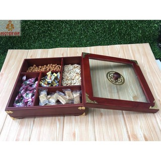 Khay đựng mứt tết bằng gỗ hương ta 100% - hộp gỗ đựng bánh kẹo tết