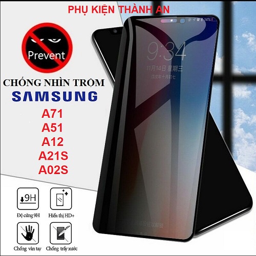 Kính Cường Lực Chống Nhìn Trộm Samsung A71 / A51 / A12 / A21S / A02S - Bảo vệ sự riêng tư, Dày dặn, cứng cáp, chống trầy