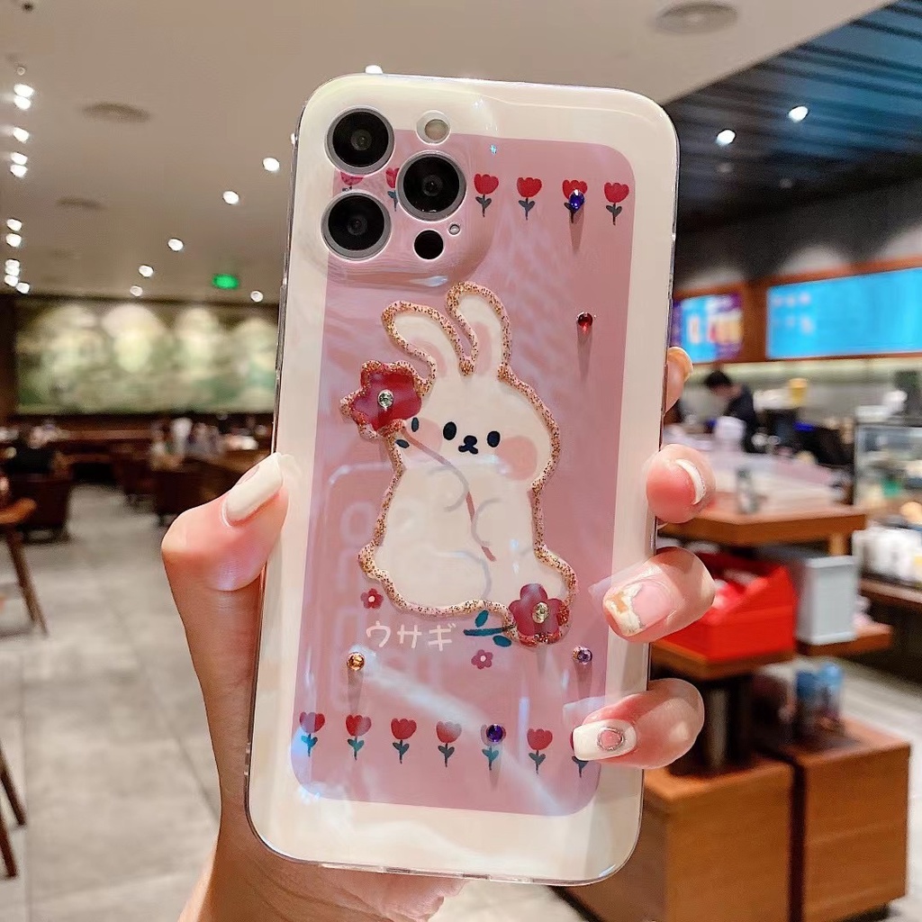 Ốp Điện Thoại tpu Mềm Chống Rơi In Hình Thỏ Và Hoa Cho iphone 14 13 12 pro max 11 pro max xs max xr x 7 8 plus