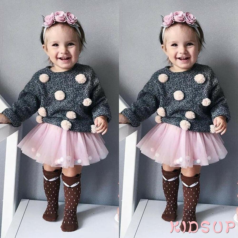 Bộ Đồ Gồm 2 Món Áo Sweater + Chân Váy Tutu Cho Bé Gái