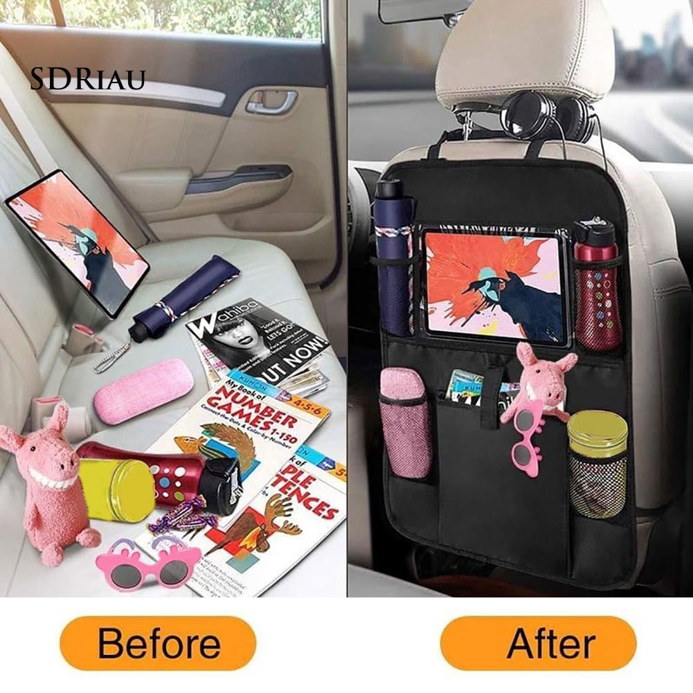 Set 2 túi đựng vật dụng có ngăn đựng màn hình cảm ứng gắn sau ghế ngồi xe ô tô tiện dụng