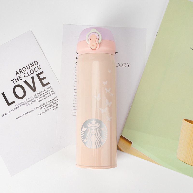 Bình giữ nhiệt Starbucks Hồng nắp bật - Anniversary Collection Butterfly Pink - 500ml - Hàng Nội Địa Trung