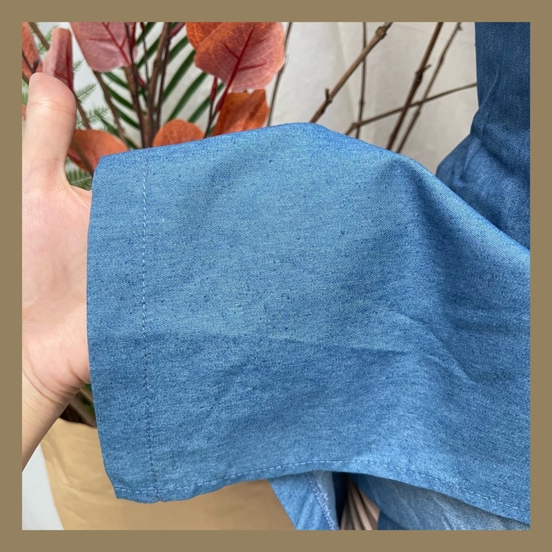 Đầm Denim Vạt Chéo Cột Nơ Hông MAYBI