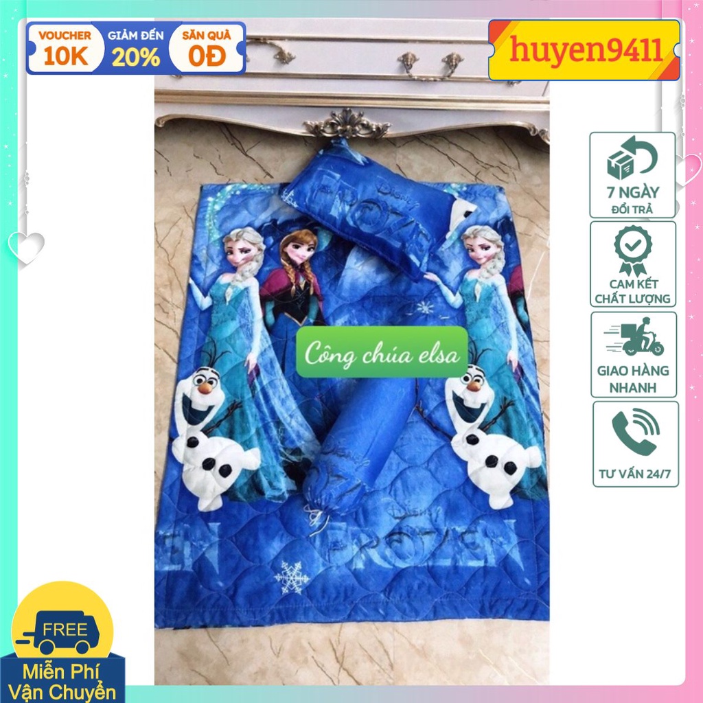 Bộ Chăn Gối Cho Bé 3 món Đầy Đủ,có chọn mẫu-[công chúa elsa xanh]