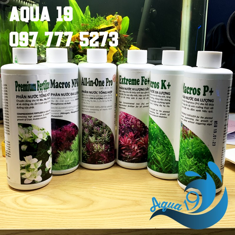 Chế phẩm phân nước Thủy Sinh AZ 500ml All In One Pro,Premium Fertilizer,MacrosK+,MacrosP+,ExtremeFE+,NPK+,Extreme Trace