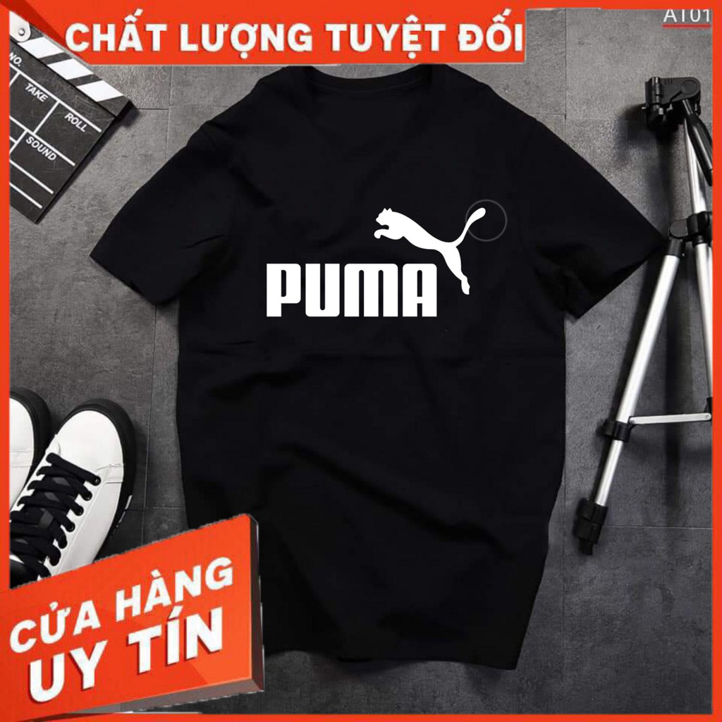 [FreeShip – Hàng cao cấp] Áo phông đen in logo Puma, áo thun đen in logo Puma chất liệu cotton nhiều mẫu
