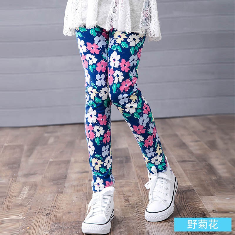 Quần Legging Cotton In Họa Tiết Hoa Xinh Xắn Cho Bé Gái Từ 2-14 Tuổi