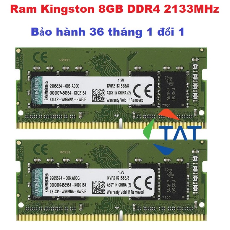 Ram Laptop Kingston 8GB DDR4 2133MHz - Bảo hành 36 tháng 1 đổi 1