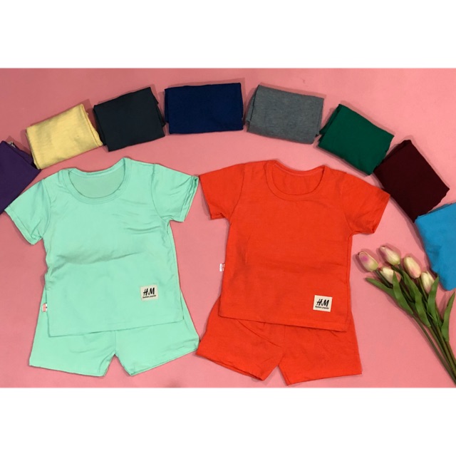 Đồ bộ cotton trơn một màu cho bé từ 7kg đến 20kg