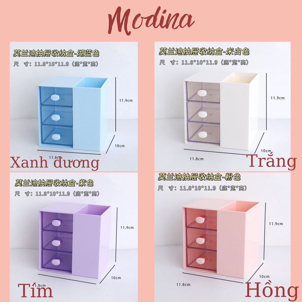 tủ mini để bàn kèm hộp bút đa năng MODINA, ống đựng bút siêu tiện lợi