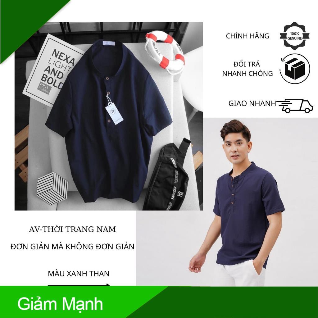 Đũi Nam Cổ Tàu Ngắn Tay AV-THOITRANGNAM Áo Sơ Mi Chất Đũi Thoáng Mát Đẹp Cao Cấp AV AD63