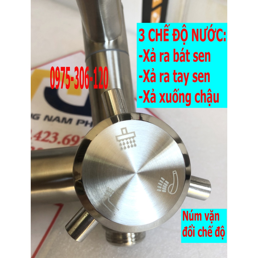 (SEN CÂY TĂNG ÁP NƯỚC MẠNH) Bộ Sen Cây Tắm Đứng Nóng Lạnh INOX 304 N1007 Fotar và tay sen tắm củ sen hàng đúc