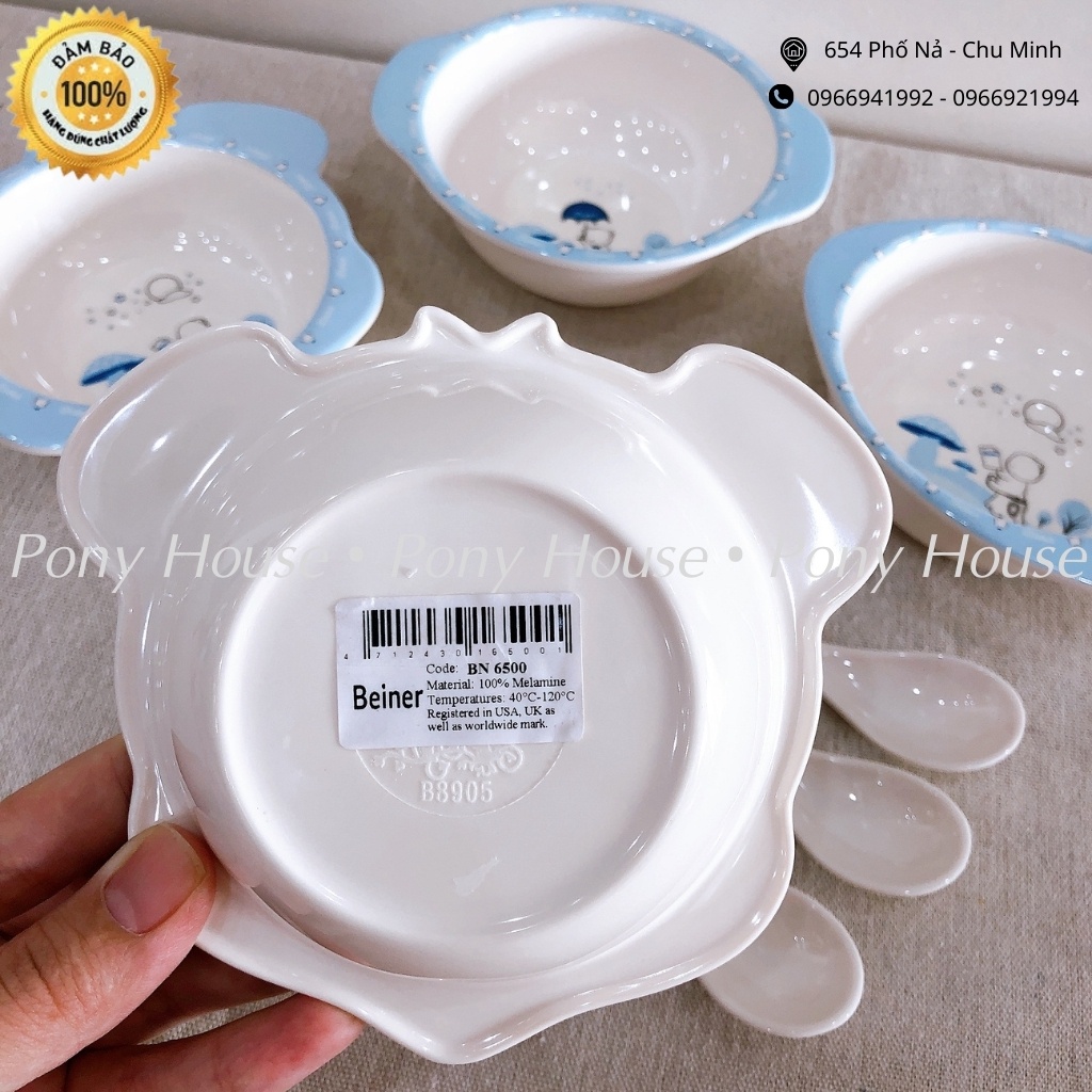 Bát Thìa Ăn Dặm Beiner Cho Bé Nhựa Melamine Cao Cấp An Toàn Tuyệt Đối Chịu Nhiệt Tới 120 Độ - Đài Loan