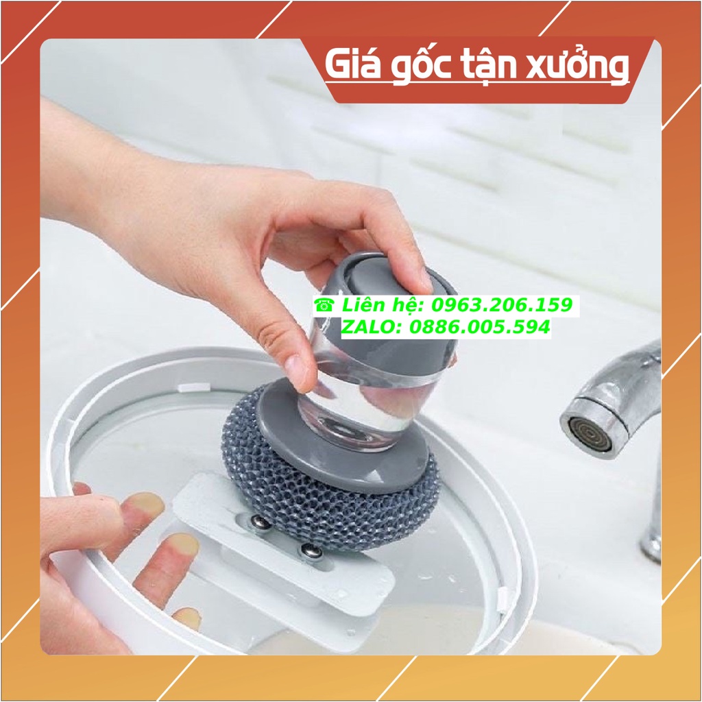 [MỚI VỀ] Dung Cụ Cọ Xoong Chảo Có Tay Cầm Kiểu Mới Có Khoang Chứa Dầu Rửa Bát