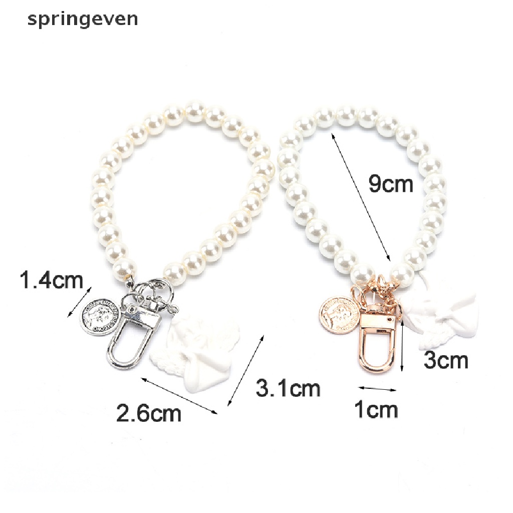 Móc Khóa Hình Thiên Thần Đính Ngọc Trai Trắng Phong Cách Vintage Giá Đỡ