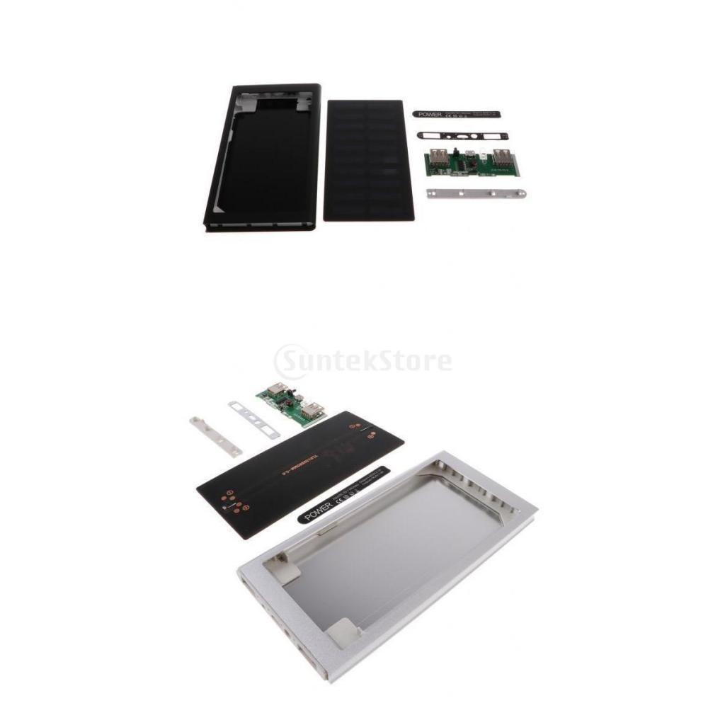 2 Bộ Pin Năng Lượng Mặt Trời 3 Trong 1 10000MAH Vỏ Hộp Sạc USB