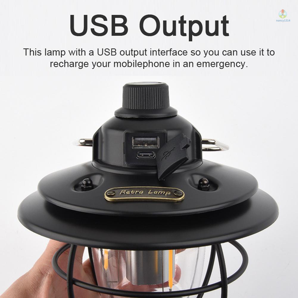 Đèn cắm trại 3 chế độ sạc USB tiện lợi