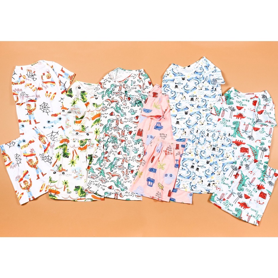 Set 3 bộ sợi tre Bigbaby, bộ ngắn sợi tre mềm mỏng mát cho bé 10-33KG 15407