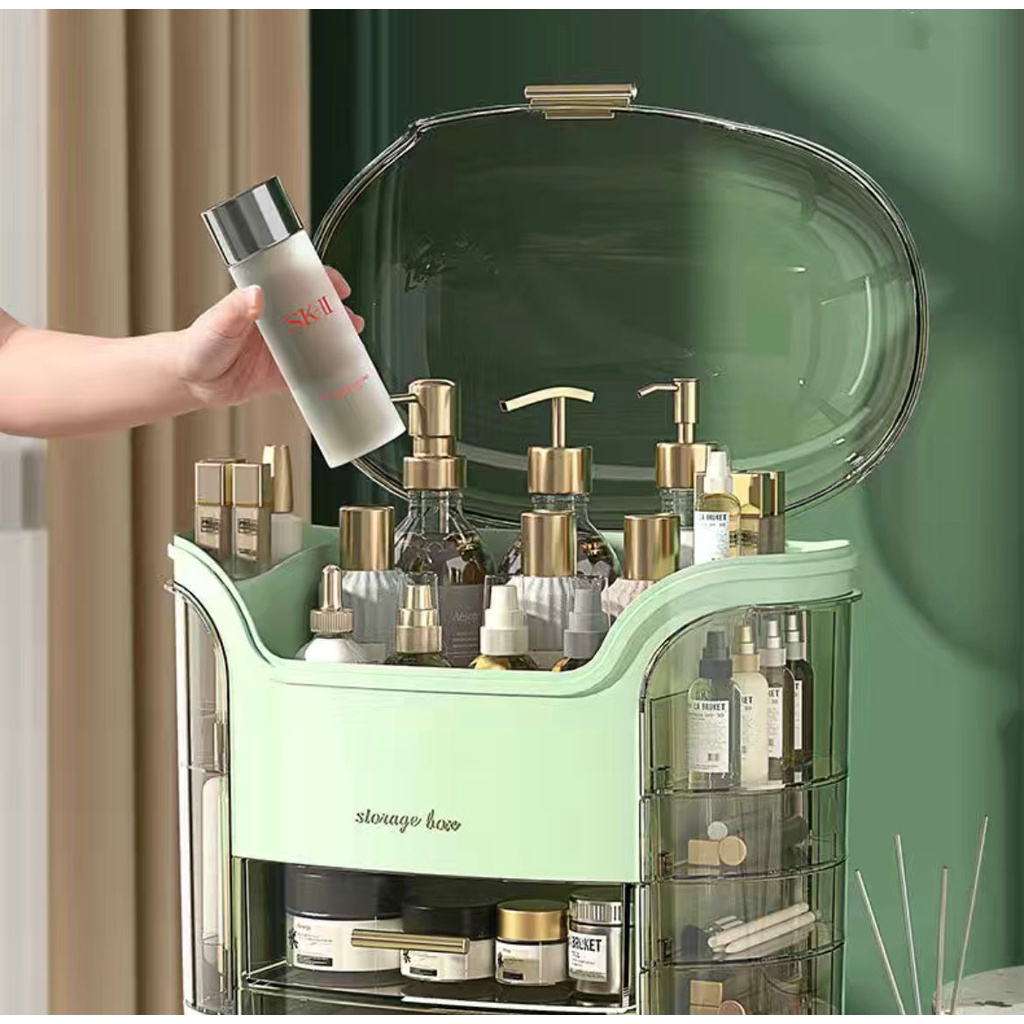 Hộp Đựng Mỹ Phẩm Chống Bụi Cỡ Lớn Có Ngăn Kéo Sang Trọng
