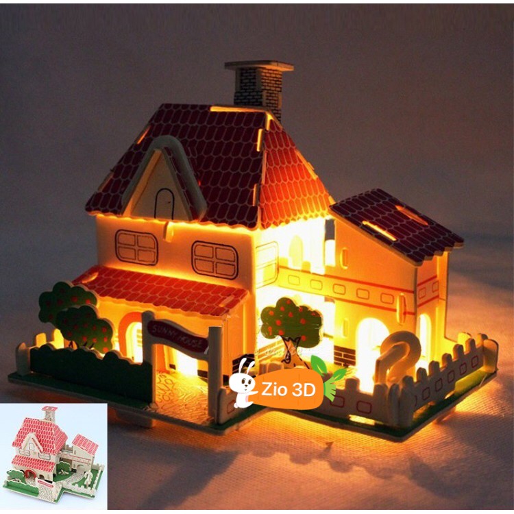 Đồ chơi lắp ráp Mô hình Nhà gỗ California Sunny House (Tặng kèm đèn Led)