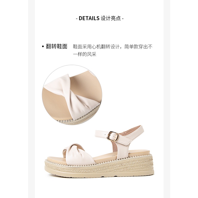 Giày Sandal đế xuồng nữ Dusto quai ngang đính nơ 5 Phân thời trang công sở đẹp cao cấp giá rẻ da mềm êm chân-DXDT03