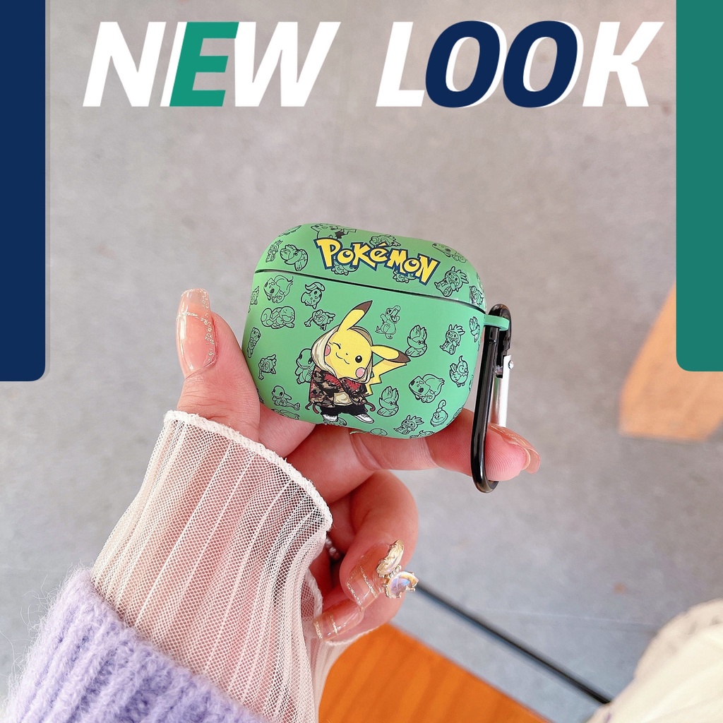 Vỏ Bảo Vệ Hộp Sạc Tai Nghe compatible AirPods Pro/compatible AirPods 3/Pro 2Gen Hình Pikachu