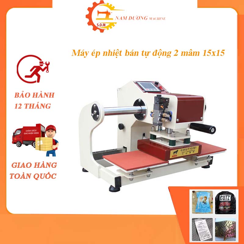 máy ép nhiệt 2 mâm ép tự động khí nén 15x15