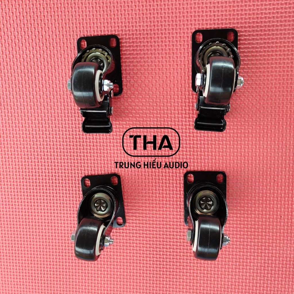 Bánh Xe Đẩy Loa Hàng Nhập 50mm, Bánh Xe Loa Kéo Cao Su Loại Tốt (Giá 1 Bộ 2 Khóa + 2 Không) - Trung Hiếu Audio