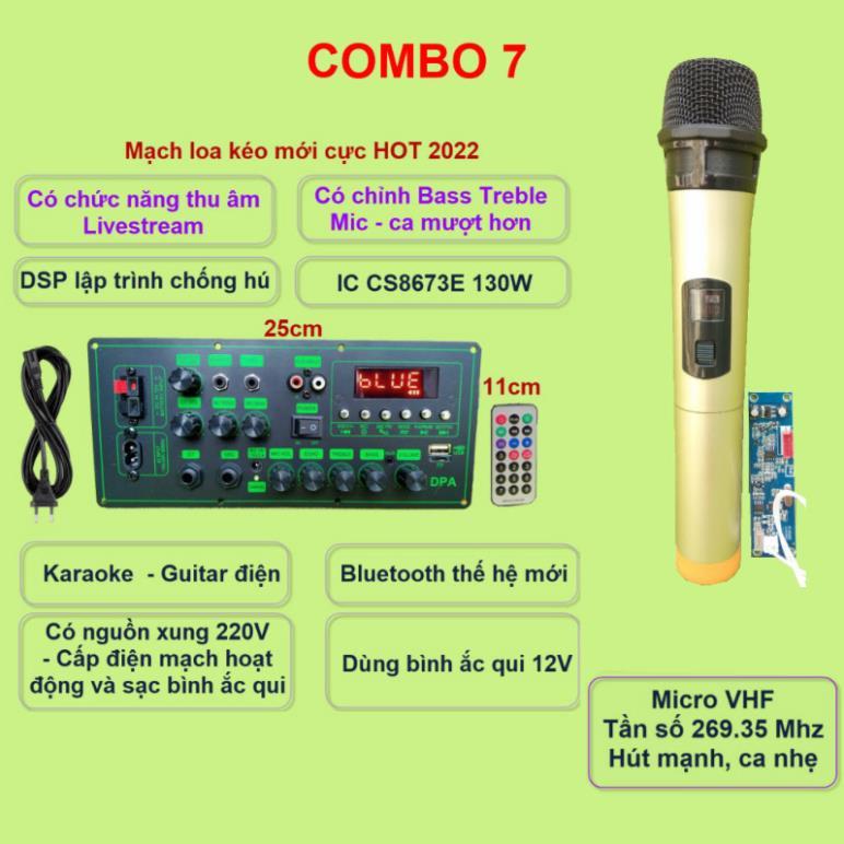 Mạch loa kéo CS8673E 130W thu âm LIVESTREAM DSP lập trình chống hú có chỉnh Bass Treble Micro nguồn xung 220V kèm micro