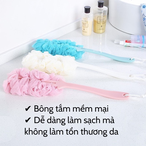 [HOTSALE] Bông tắm  Chổi tắm cọ lưng cán dài xuất Nhật chuyên dụng giá rẻ đầu bông siêu mềm mại tạo bọt tốt