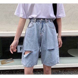 Quần jeans ngố đai nút rách PT