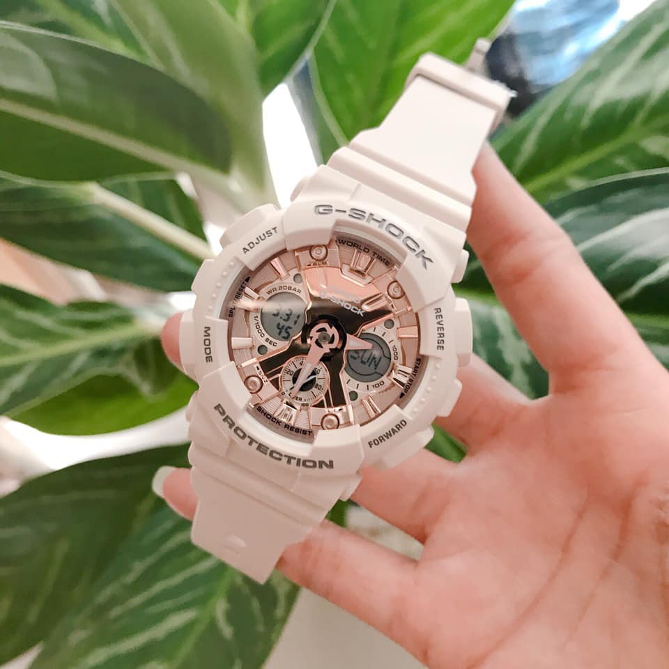 Đồng hồ nữ G-Shock dây màu đào + mặt rose gold - auth sẵn ship