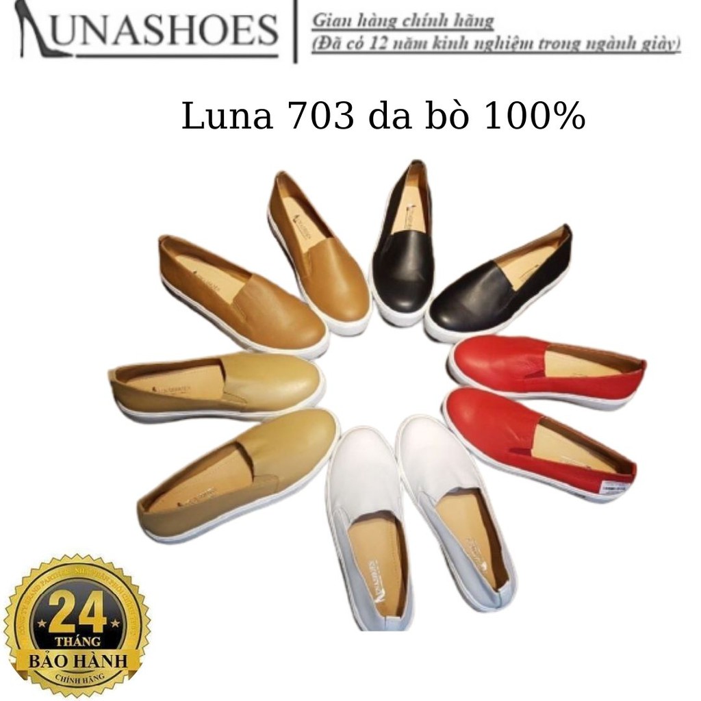 Giày Slip on, Giày lười da nữ Lunashoes (70301) đế cao 3cm bảo hành 24 tháng 1 đổi 1 nhiều màu tăng chiều cao