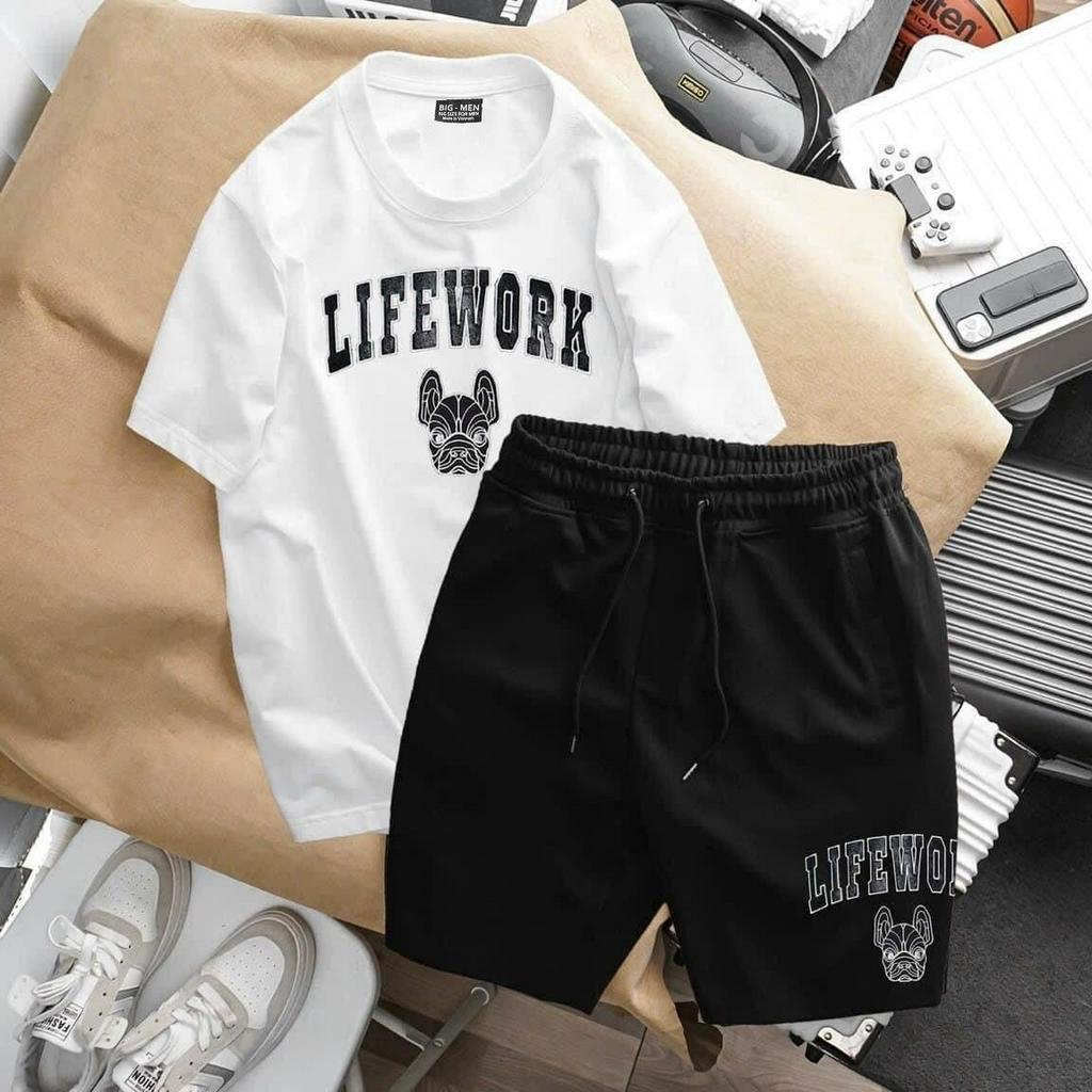 [bigsize] Set bộ quần áo cotton bigsize nam in hình thời trang bigsize nam &lt; 140kg