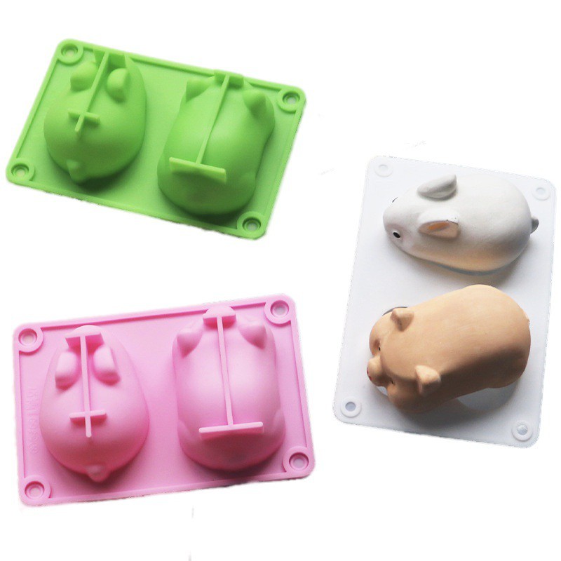 Khuôn silicon 2 con thỏ heo ⚡ GIÁ SỐC ⚡ khuôn làm rau câu hình dáng ngộ nghĩnh bắt mắt