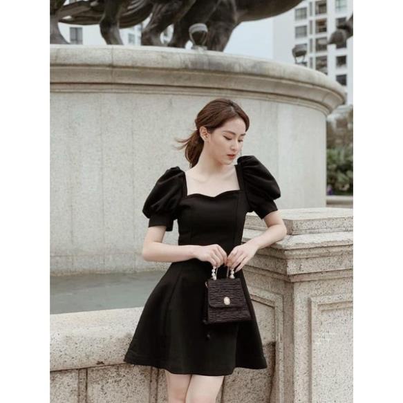 Đầm váy nữ suông đen tay phồng Joky Dress