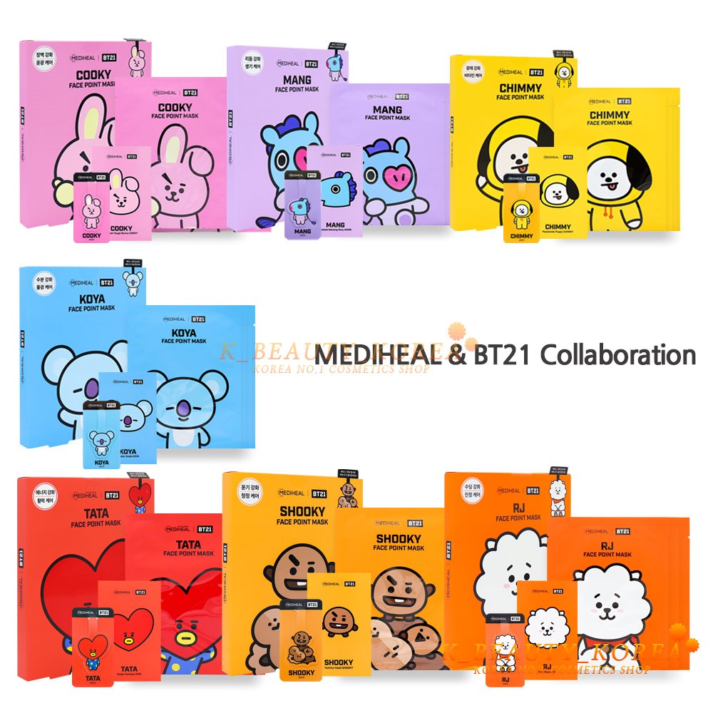 [MEDIHEAL x BT21] Mặt Nạ Đắp Mặt Nạ Kèm Thẻ Kẹp Sách + Thẻ Đánh Dấu Trang In Hình Nhóm Nhạc Bts