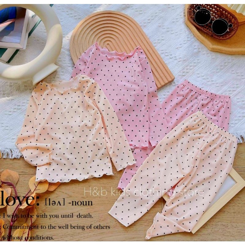 Bộ bé gái dài tay thu đông chất thun gân bèo nhún size nhí