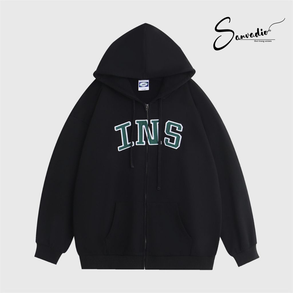 Áo Hoodie Chống Nắng Tia UV  SANVADIO Áo Khoác Form Rộng Có Khóa kéo Thêu Chữ Trước Ngực Cực Đẹp Kiểu Hàn Quốc AN341