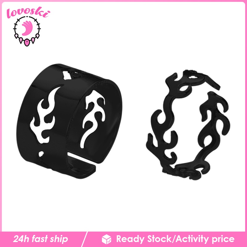 Set 2 Nhẫn Đeo Tay Thiết Kế Đơn Giản Phong Cách Vintage Cho Nữ