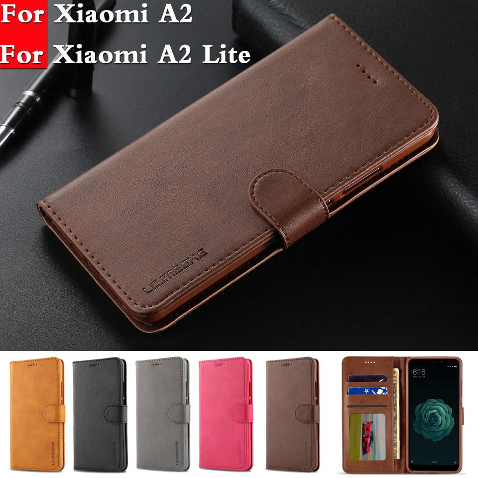 Ốp lưng da thật kiểu ví gập cho Xiaomi Mi A2 A2 Lite